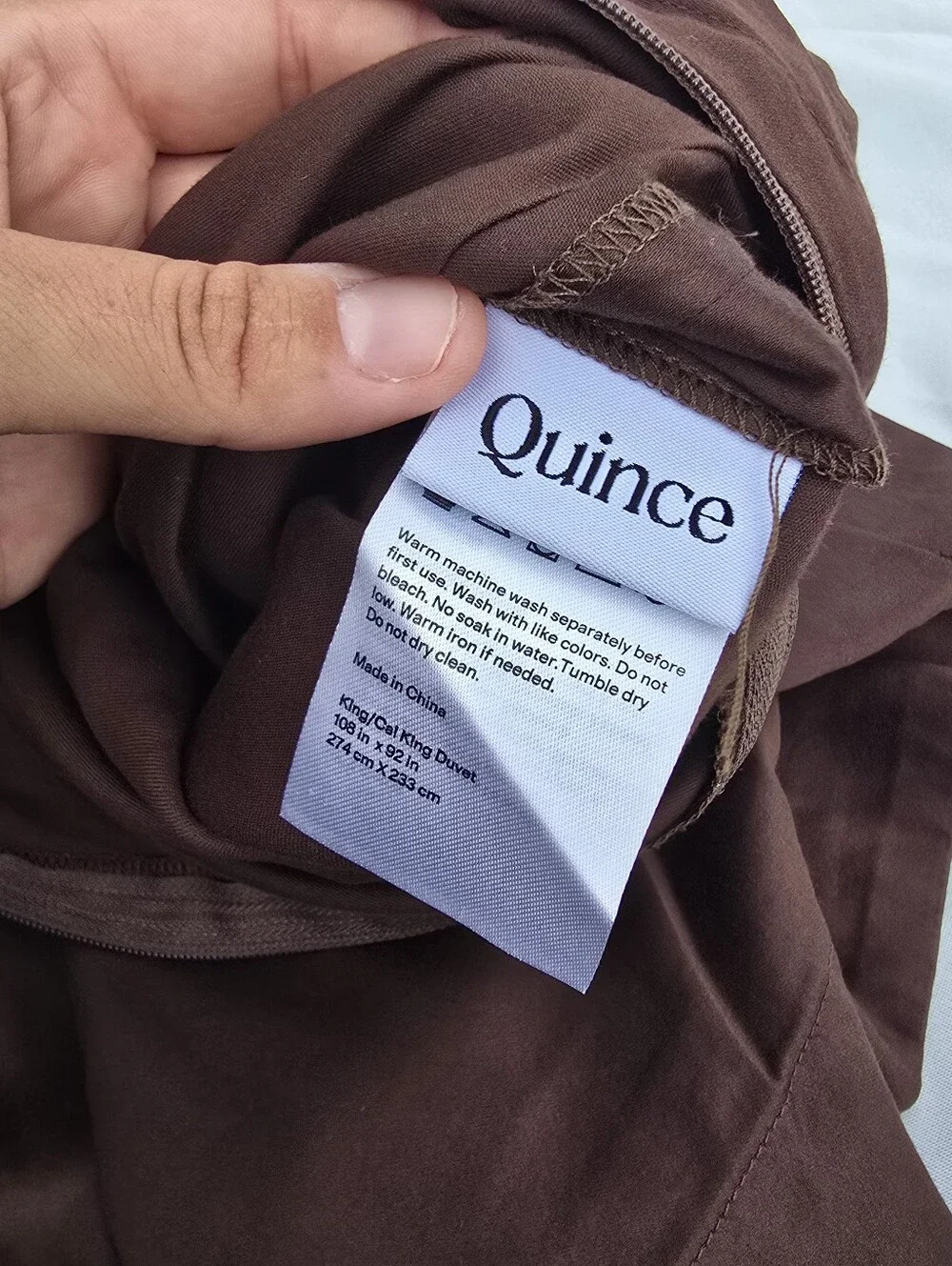 NWOT Quince King Cal King Duvet Cover Set Giza Sateen Cotton Espresso 2 Shams